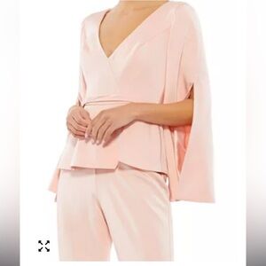 Mac Duggal Blush Cape Blouse and Pants Set